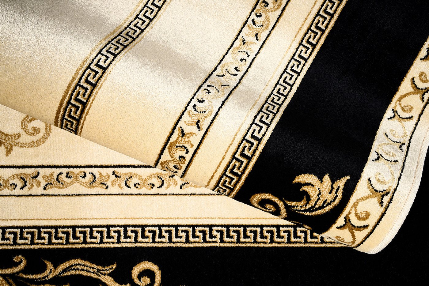 Belle Arti Teppich Teppich Wohnzimmer Flur Läufer Schwarz Gold Florenz K-Seide rutschfest, Rechteckig, Kurzflor Schlafzimmer Flur Läufer Viskose Seidenglanz Rund Orient Bild 5