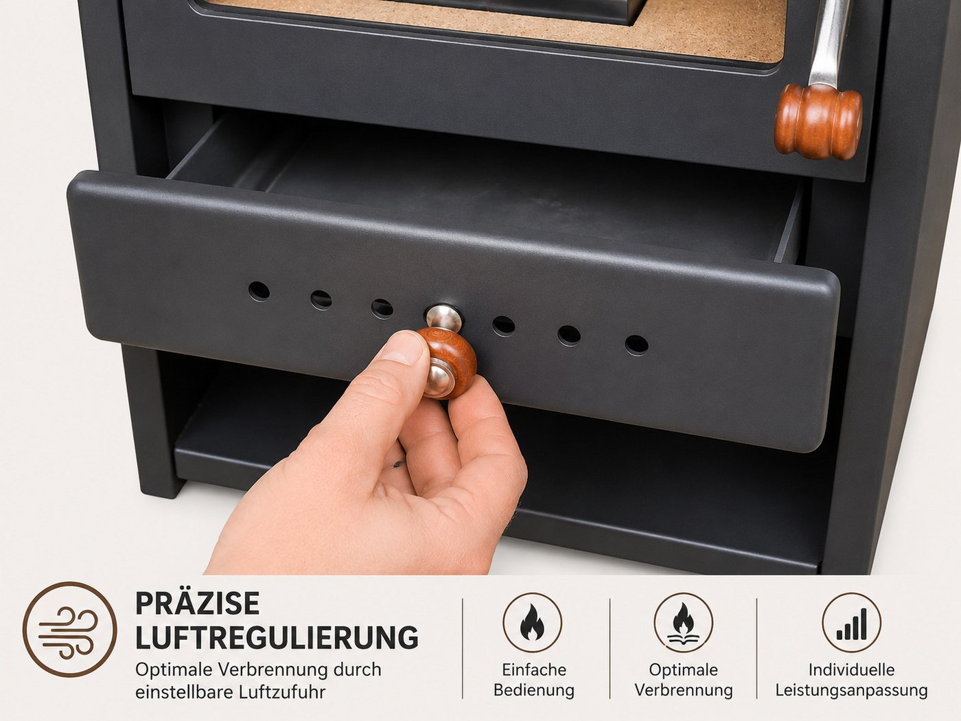 Prity Kaminofen Prity K2 Kaminofen 10,4 kW Holzofen Stahl Schwarz Scheitholz 36 cm, 10 kW, Dauerbrand Bild 4