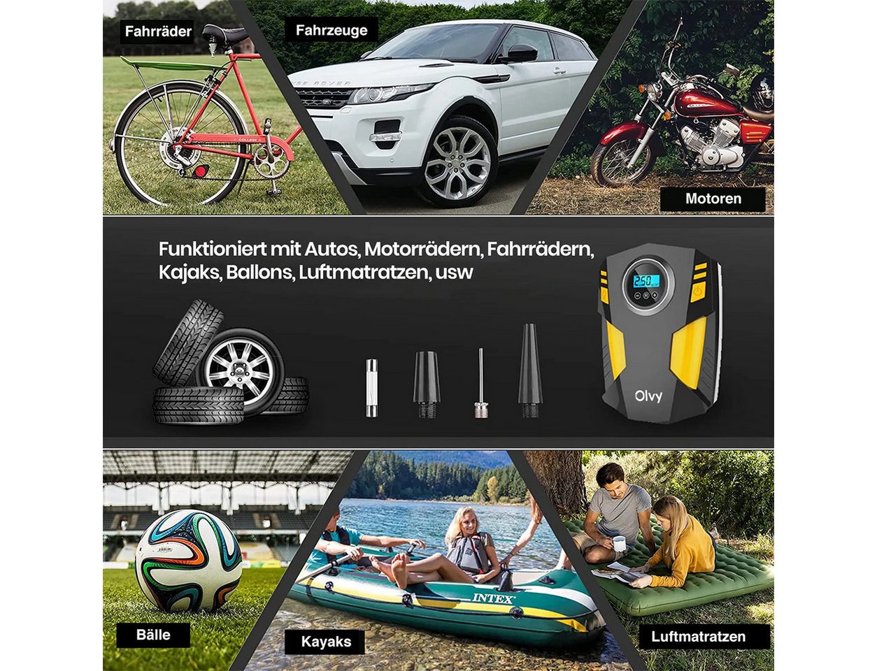 Olvy Kompressor Olvy Luftkompressor Autoreifen 12V Netz