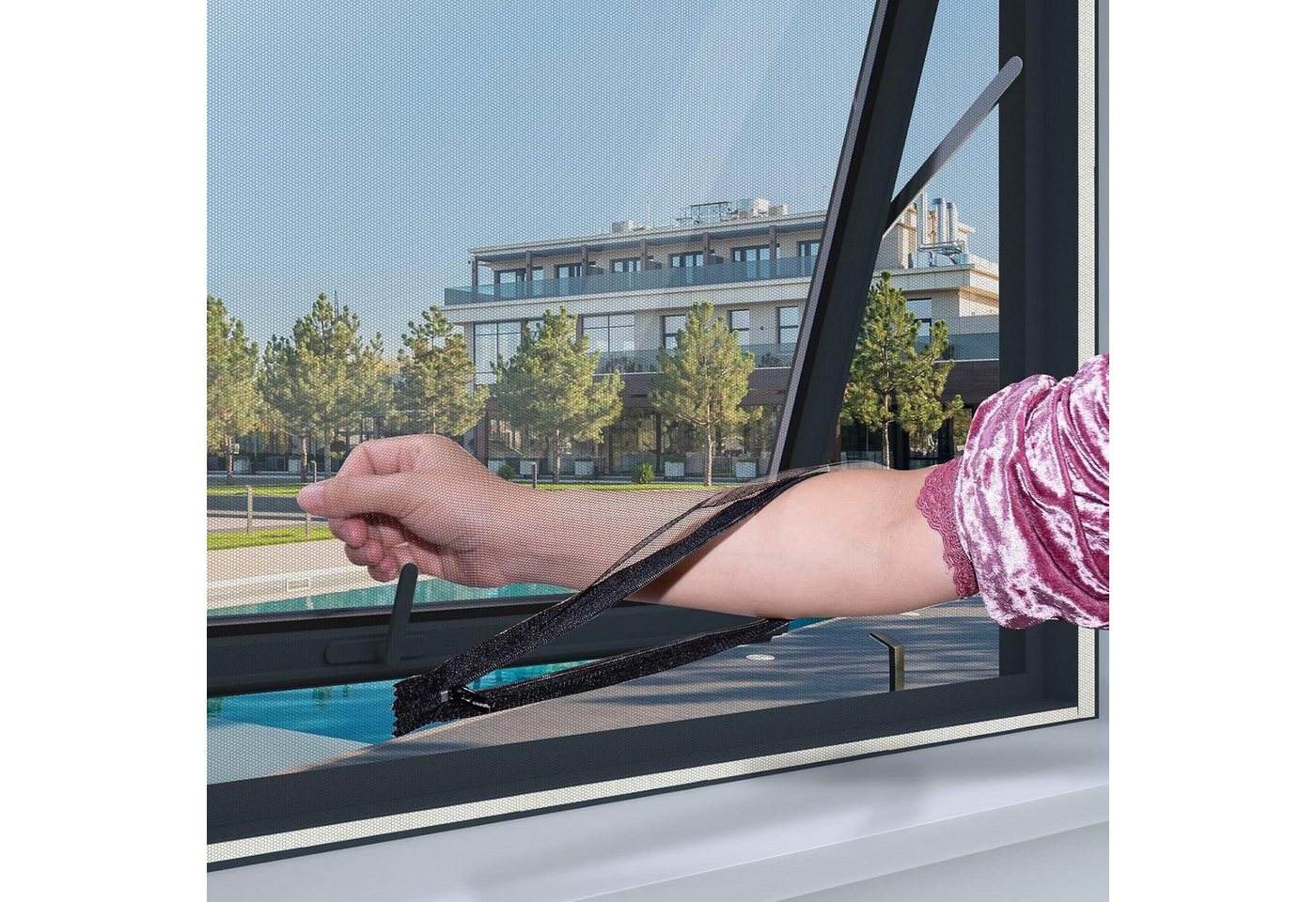 LuxusKollektion Insektenschutz-Fensterrahmen Fliegengitter Dachfenster Klappfenster 150x180cm Schwarz