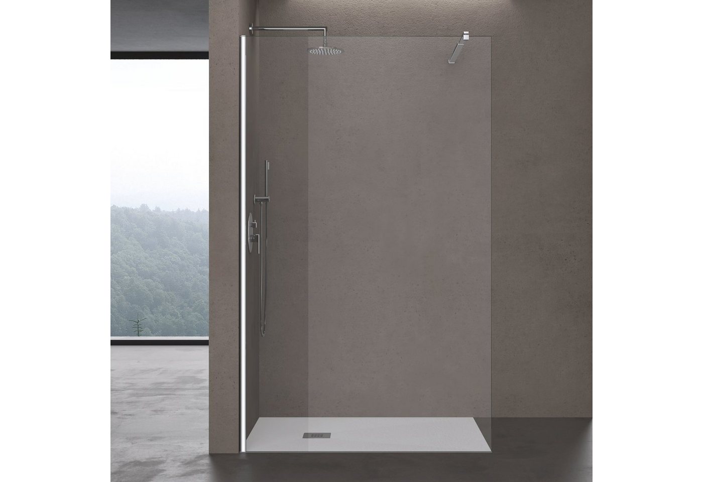 doporro Walk-in-Dusche Duschabtrennung Duschwand 8/10mm ESG NANO Profil verstellbar H:200cm, Einscheibensicherheitsglas, Hochwertige Aluminiumprofile, links oder rechts Montage möglich Bild 2