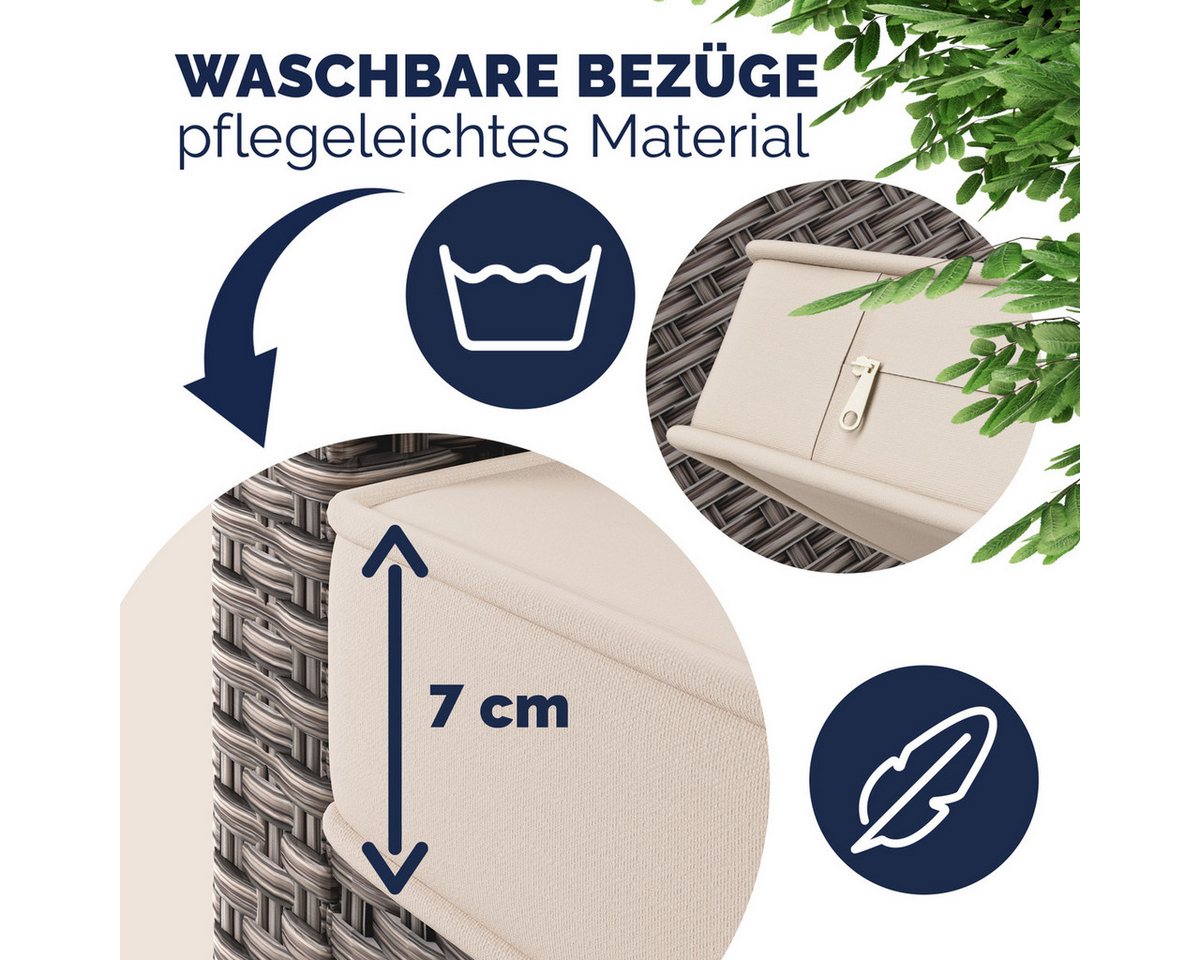 Casaria Gartenlounge-Set Lissabon, (17-tlg), Polyrattan WPC Esstisch Eckbank Gartenstühle 15cm Kissen 7cm Auflagen Bild 3