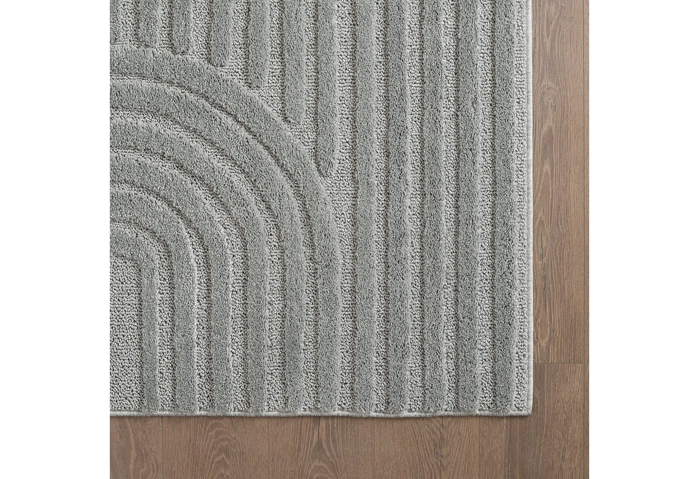 KADIMA DESIGN Teppich RIGI Hoch-Tief 3D-Effekt Wohnzimmer Schlafzimmer Waschbar Boho, Läufer, Höhe: 10 mm, Silber, 60x110 cm, Wohnzimmerteppich Esszimmer Waschbar Bild 4