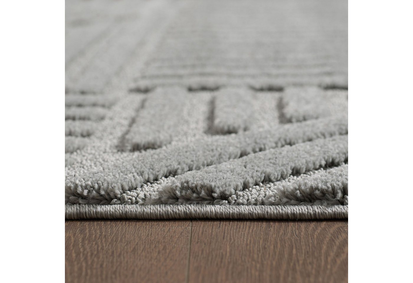 KADIMA DESIGN Teppich RIGI Hoch-Tief 3D-Effekt Wohnzimmer Schlafzimmer Waschbar Boho, Läufer, Höhe: 10 mm, Silber, 60x110 cm, Wohnzimmerteppich Esszimmer Waschbar Bild 5