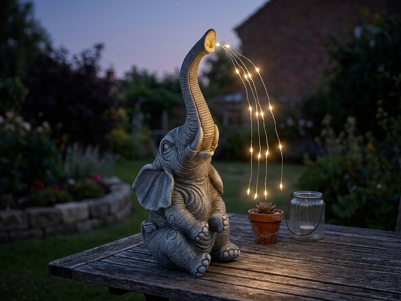 GLOBO LIGHTING LED Solarleuchte 2er Set Solarlampen Elefant, H: 32,5cm, LED fest integriert, warmweiß, ausgefallene Solarbeleuchtung für Garten-tisch & Balkon Elefantenlampe Bild 2