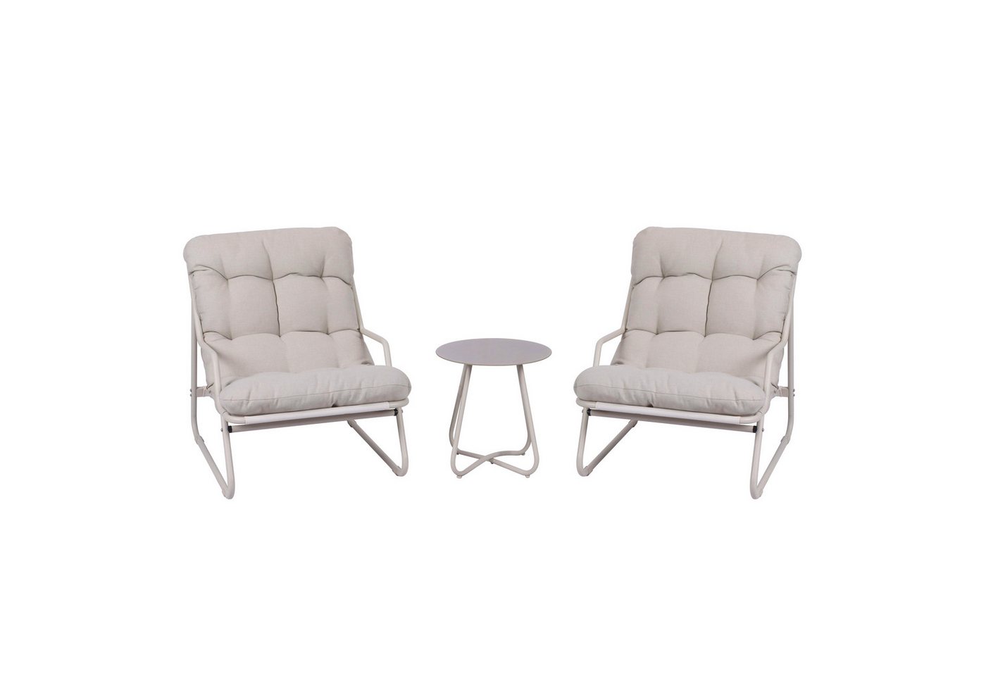 Koll Living Gartenlounge-Set Lara, Beige & Grau, 2x Gartensessel mit Beistelltisch, (2x Gartensessel & Tisch), UV- & witterungsbeständig, wasserabweisend