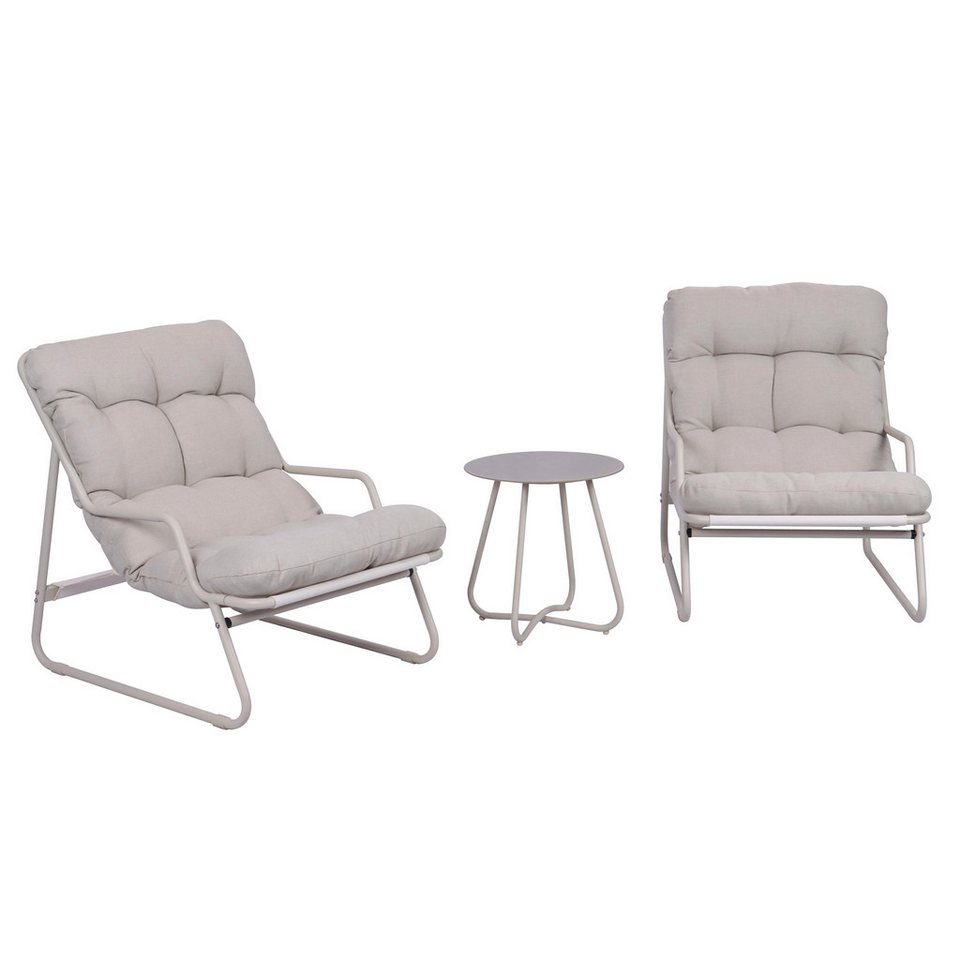 Koll Living Gartenlounge-Set Lara, Beige & Grau, 2x Gartensessel mit Beistelltisch, (2x Gartensessel & Tisch), UV- & witterungsbeständig, wasserabweisend Bild 3