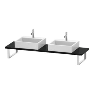 Duravit Konsole Cpmpact L-Cube 80-200x48cm, 2 Ausschn, Stär 3cm, sw hgl