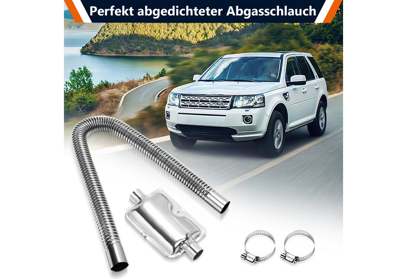 Clanmacy Heizlüfter 200cm φ25mm AbgasschlauchAbgasschalldämpfer Edelstahl Auspuffrohr