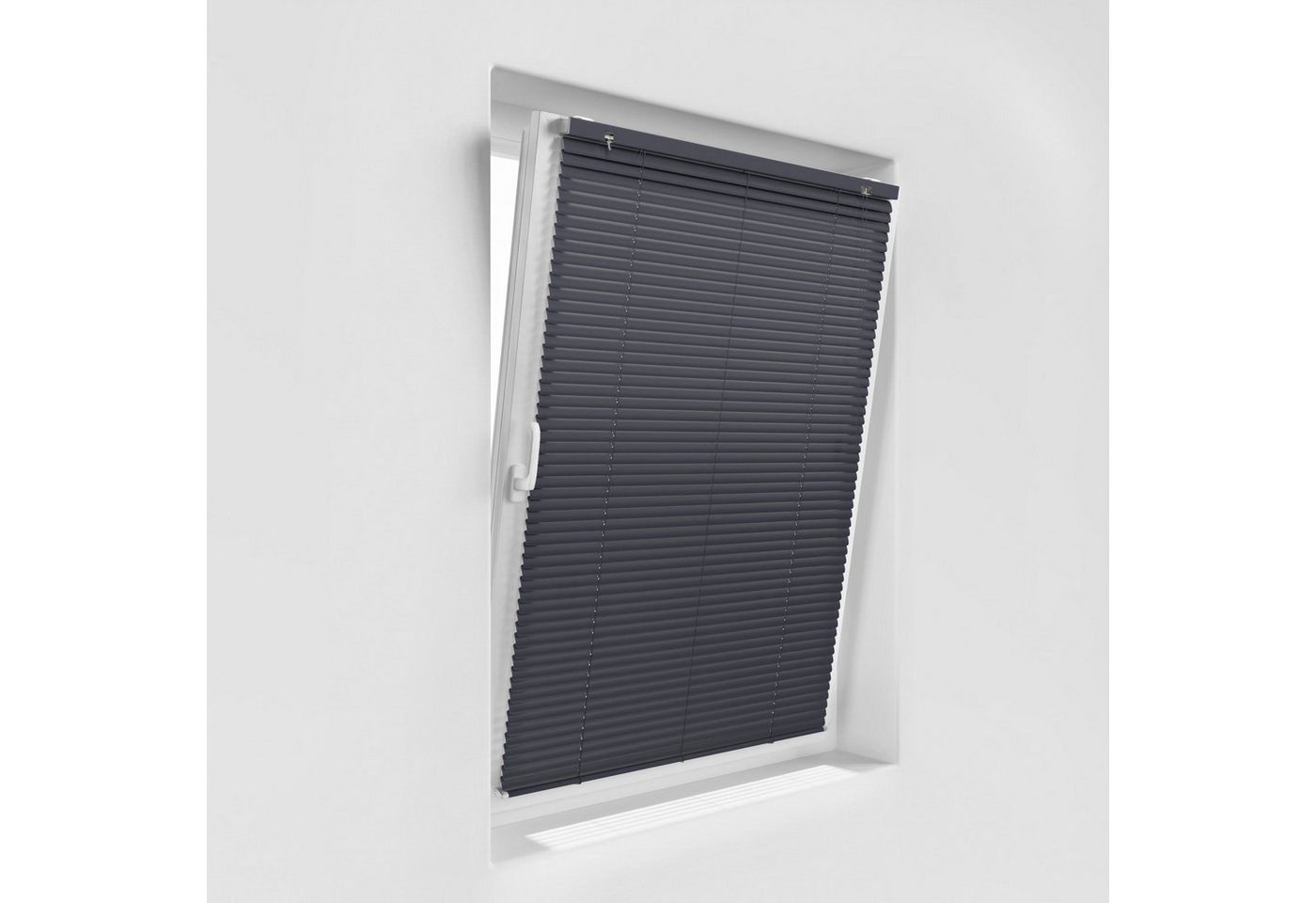 Victoria M. Jalousie Aluminium Jalousie, 60 x 175 cm, schiefergrau matt, mit Bohrenohne Bohren, freihängend, Sicht- Licht- und Blendschutz, inkl. Klemmclips Bild 5