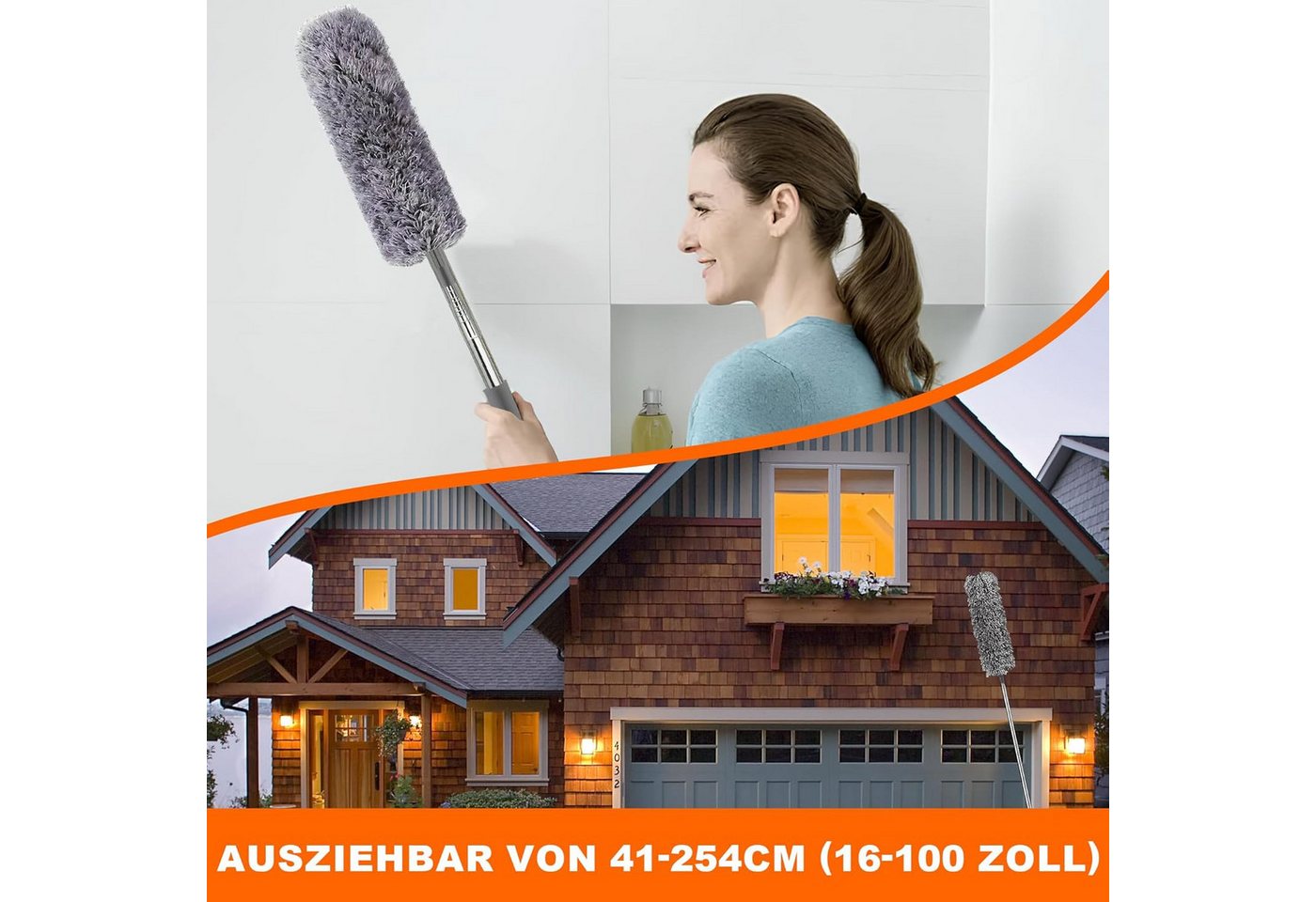 wohnTRAUM24 Staubwedel Staubwedel Teleskop, Spinnenwebenentferner Mikrofaser Staubwische 7Pcs (7-St), für Reinigung Unter Sofa Spinnweben,Lücken Decken Spinnweben Grau