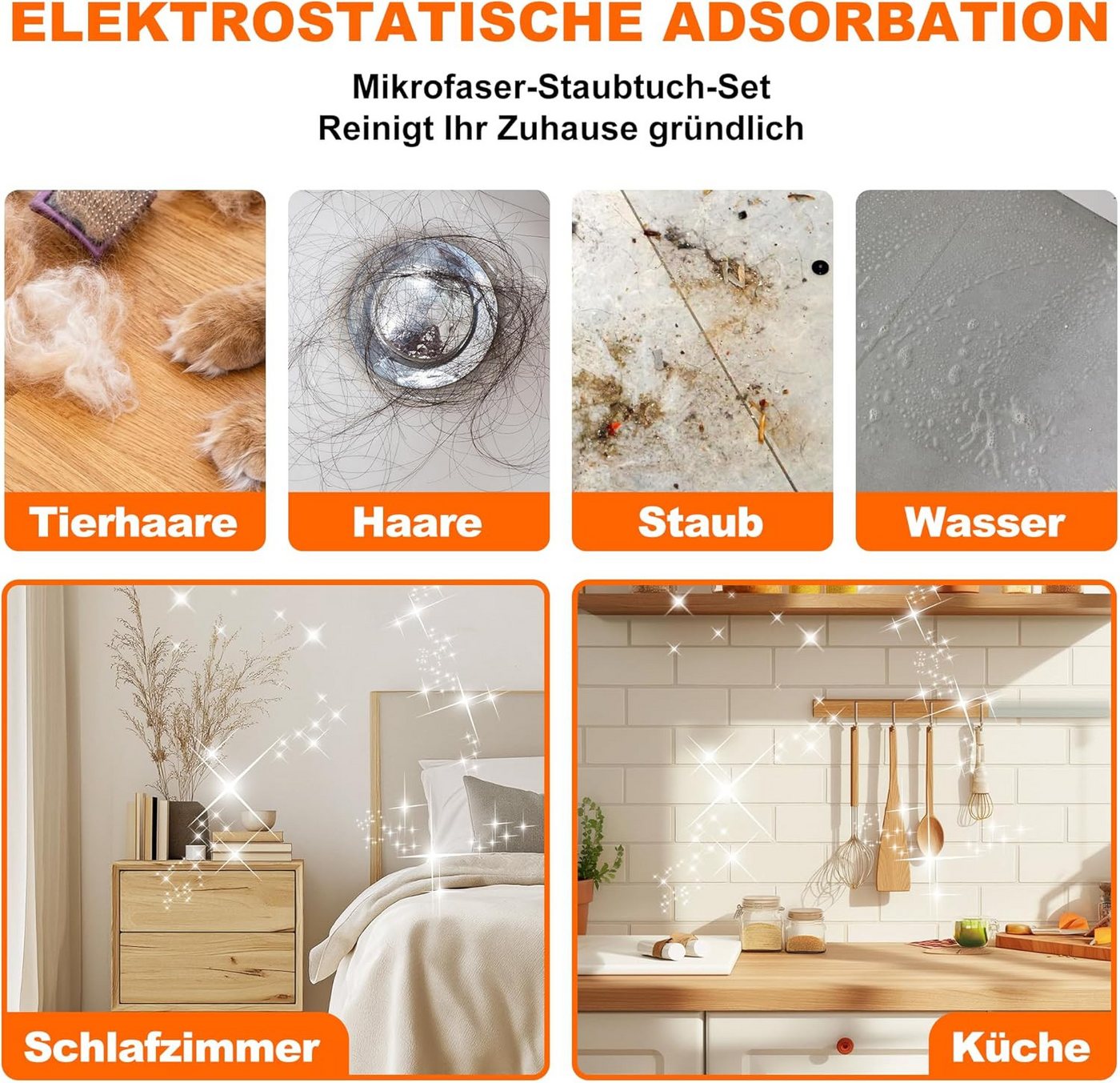 wohnTRAUM24 Staubwedel Staubwedel Teleskop, Spinnenwebenentferner Mikrofaser Staubwische 7Pcs (7-St), für Reinigung Unter Sofa Spinnweben,Lücken Decken Spinnweben Grau Bild 3