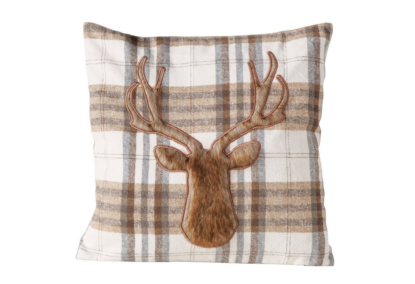 MF Zierkissen Zierkissen Highland Deer kariert 45x45 cm mit Hirschmotiv, (1 St) Bild 4