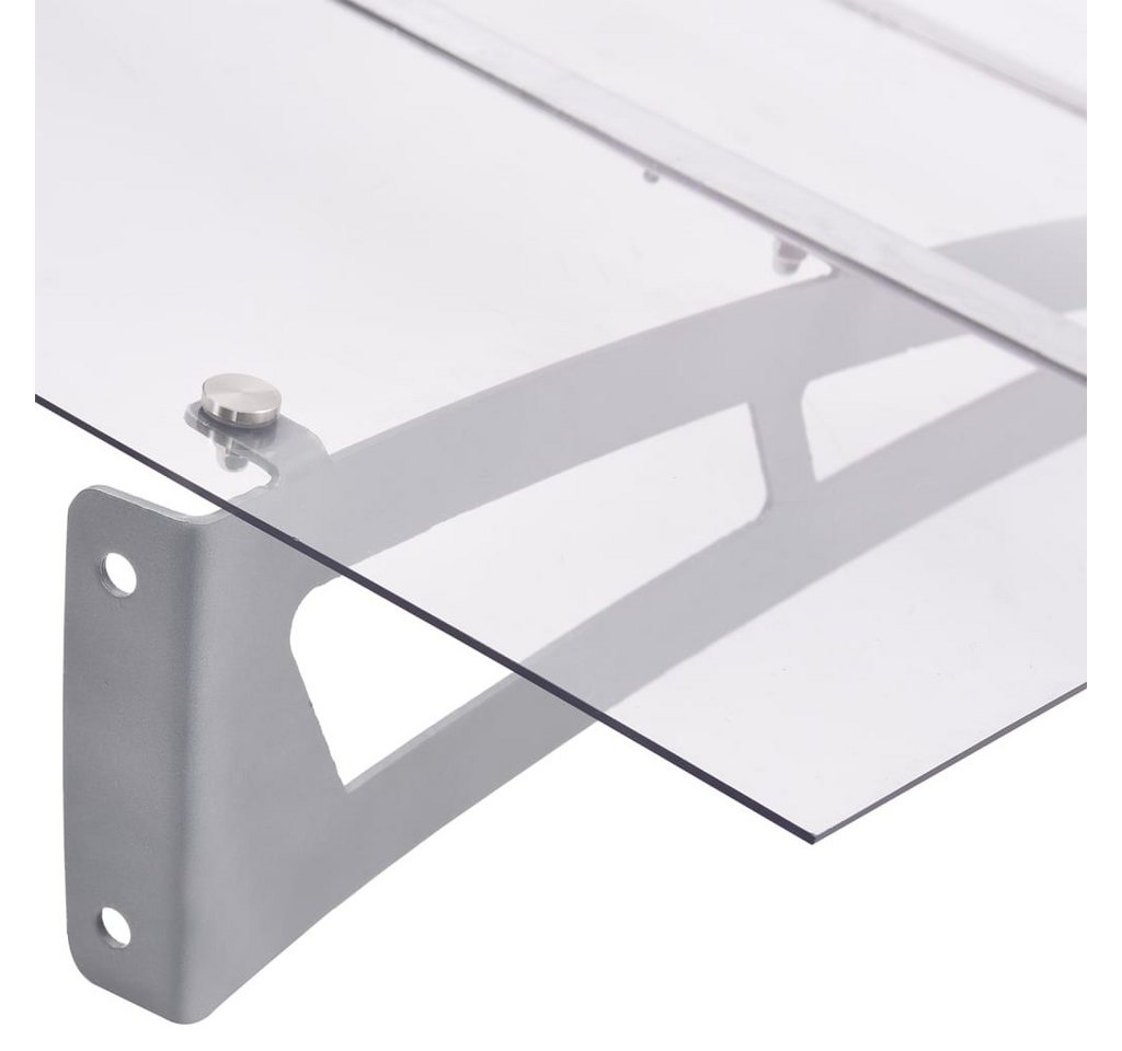 furnicato Markise Türvordach aus massivem PET, silbern-transparent, 150 x 90 cm (1-St) Wetterfeste Eingangsprise mit stabilen Stahlbügeln für den Eingang Bild 2