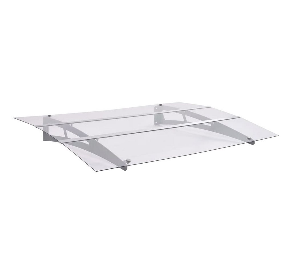 furnicato Markise Türvordach aus massivem PET, silbern-transparent, 150 x 90 cm (1-St) Wetterfeste Eingangsprise mit stabilen Stahlbügeln für den Eingang Bild 5