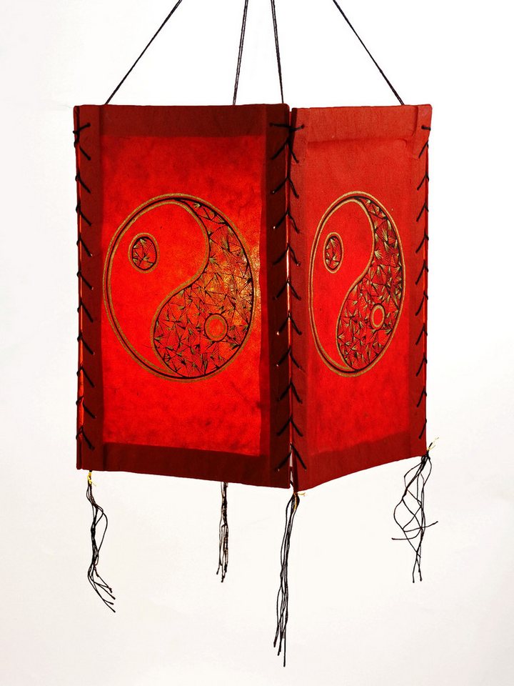 Hathi Lampenschirm Yin & Yang, rot, LOKTA Papier, Hängelampe Nepal