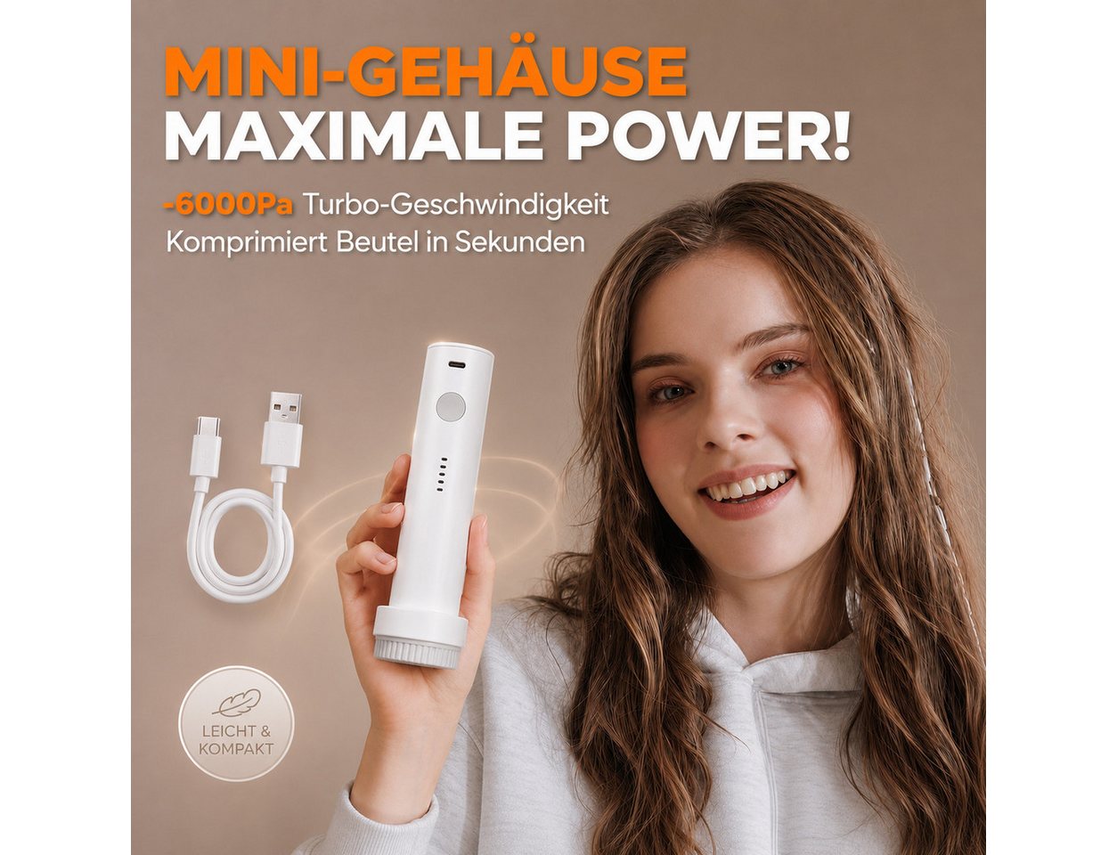 Forrlite Elektropumpe Elektrische Vakuumpumpe 25W, 6000Pa Mini Luftpumpe für Vakuumbeutel