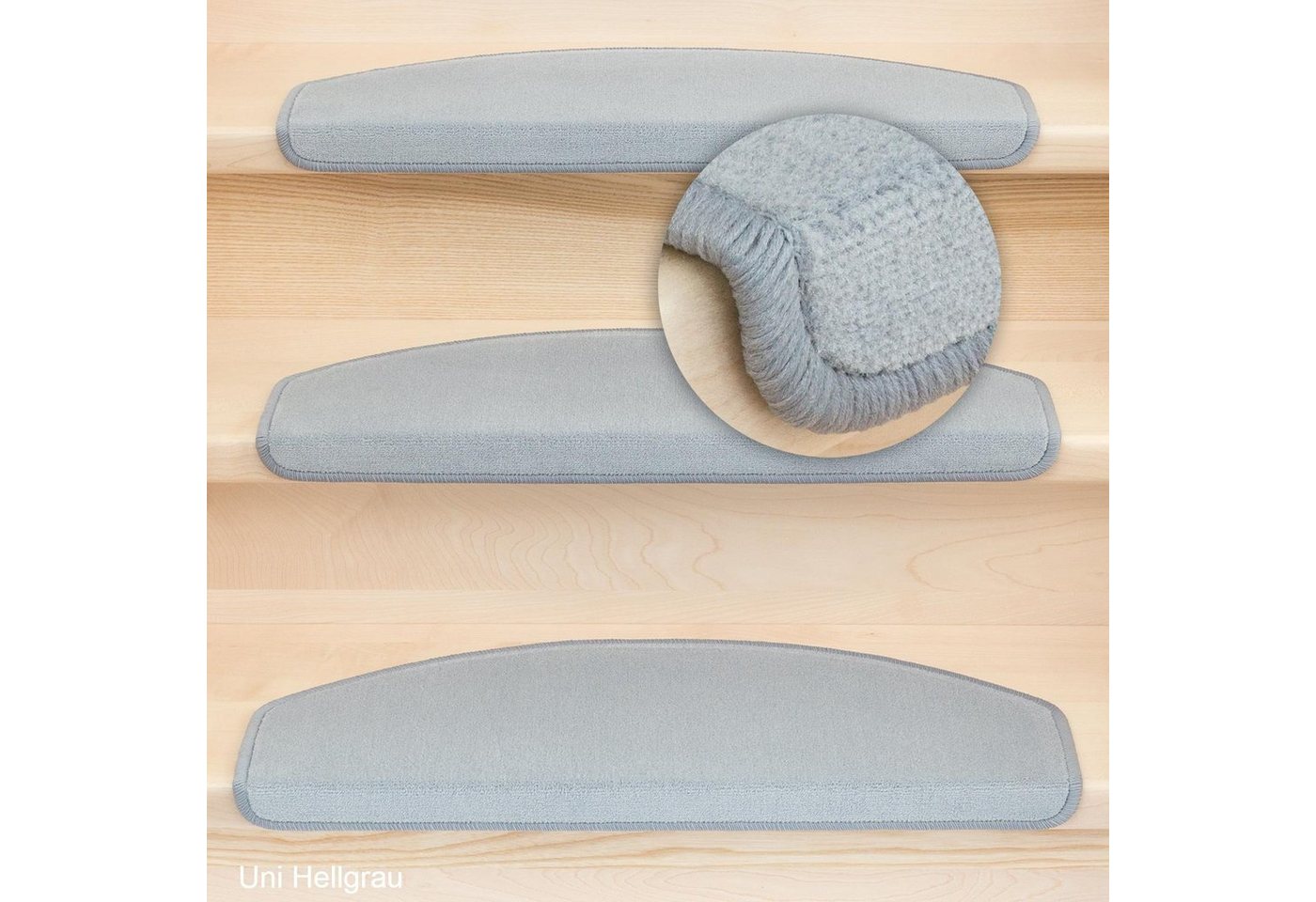 Metzker® Stufenmatte Stufenmatten DAS TEPPICHWERK Uni Halbrund, halbrund, Höhe: 7 mm, 15 Stück im Set Bild 2