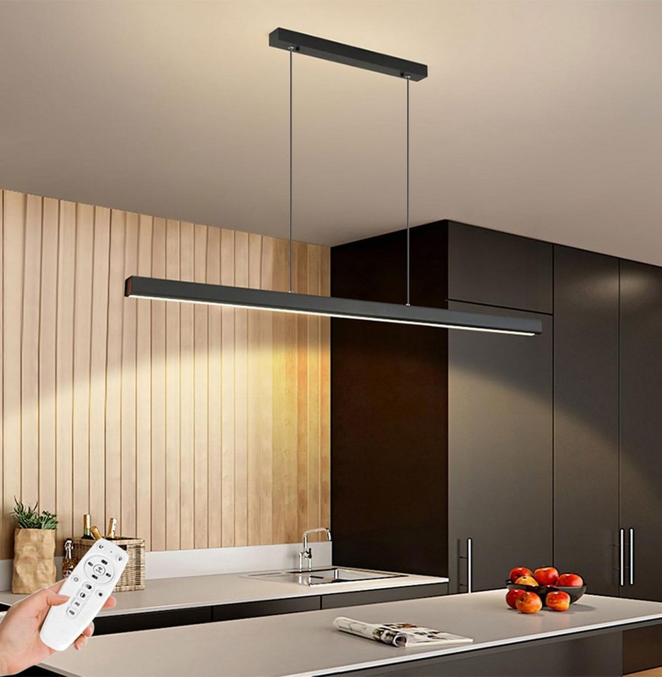 SenFay LED Pendelleuchte SENFAY LED Panel Hängelampe 120cm Dimmbar 48W Schwarz, Höhenverstellbar