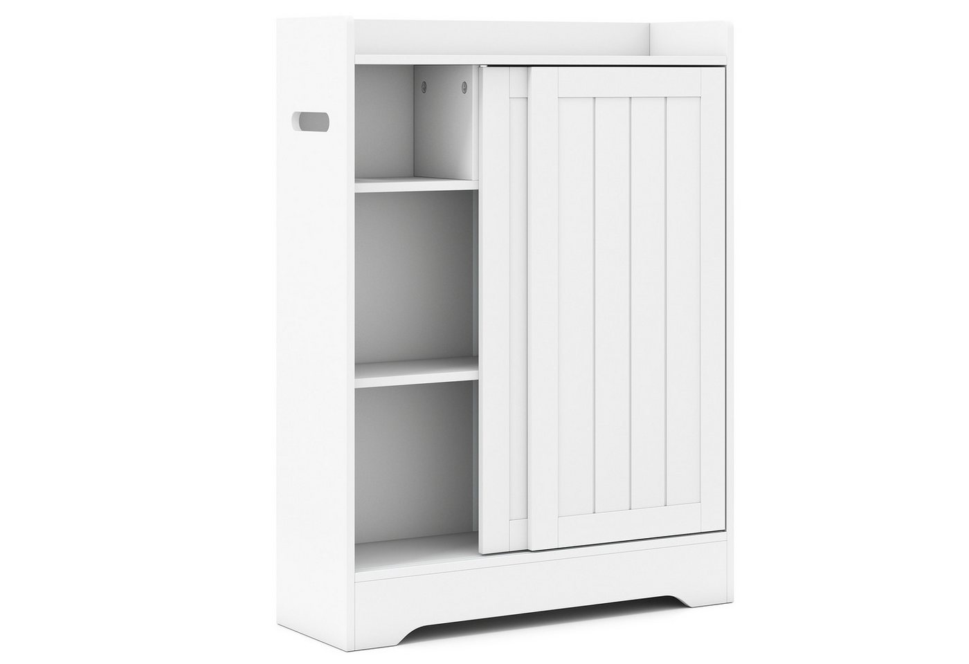 COSTWAY Badkommode, Nischenschrank mit Toilettenpapierhalter, Schiebetüren Bild 5