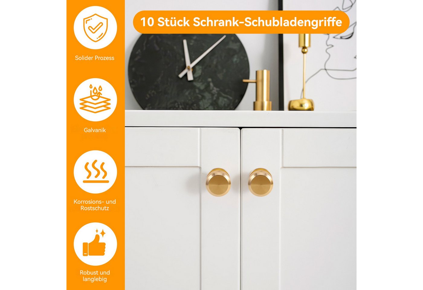 BlingBin Möbelknopf 10 Stück 30mm Aluminiumlegierung Möbelknöpfe Schrankknöpfe (10 Stück, 10-St., Einloch-Design), Gerändelte Schrankgriffe, Vintage Küchengriffe, Kommode Türgriffe Bild 3