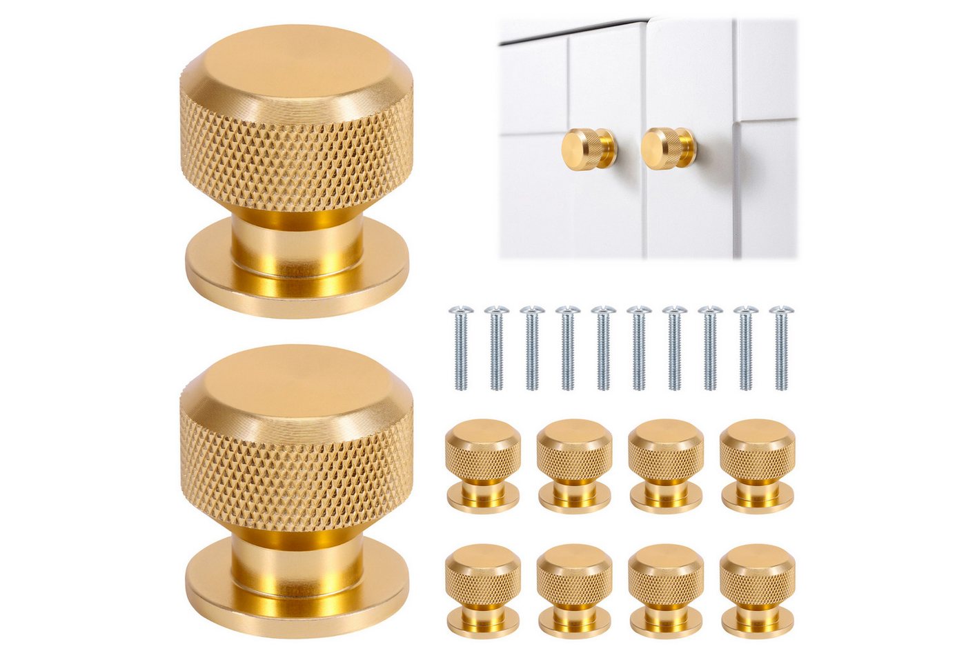 BlingBin Möbelknopf 10 Stück 30mm Aluminiumlegierung Möbelknöpfe Schrankknöpfe (10 Stück, 10-St., Einloch-Design), Gerändelte Schrankgriffe, Vintage Küchengriffe, Kommode Türgriffe Bild 4