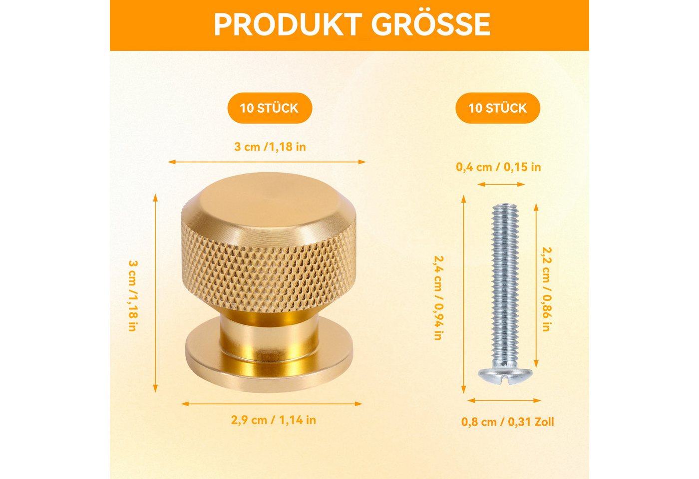BlingBin Möbelknopf 10 Stück 30mm Aluminiumlegierung Möbelknöpfe Schrankknöpfe (10 Stück, 10-St., Einloch-Design), Gerändelte Schrankgriffe, Vintage Küchengriffe, Kommode Türgriffe Bild 5