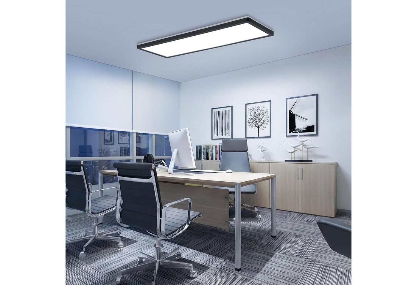 Nettlife LED Panel Schwarz/weiß 58x20 cm RGB dimmbar Deckenpanel Bürolampe 22W, LED fest integriert, Warmweiß Neutralweiß Kaltweiß, Farbwechsel Backlight für Werkstatt, Flur, Küche, Wohnzimmer Bild 2