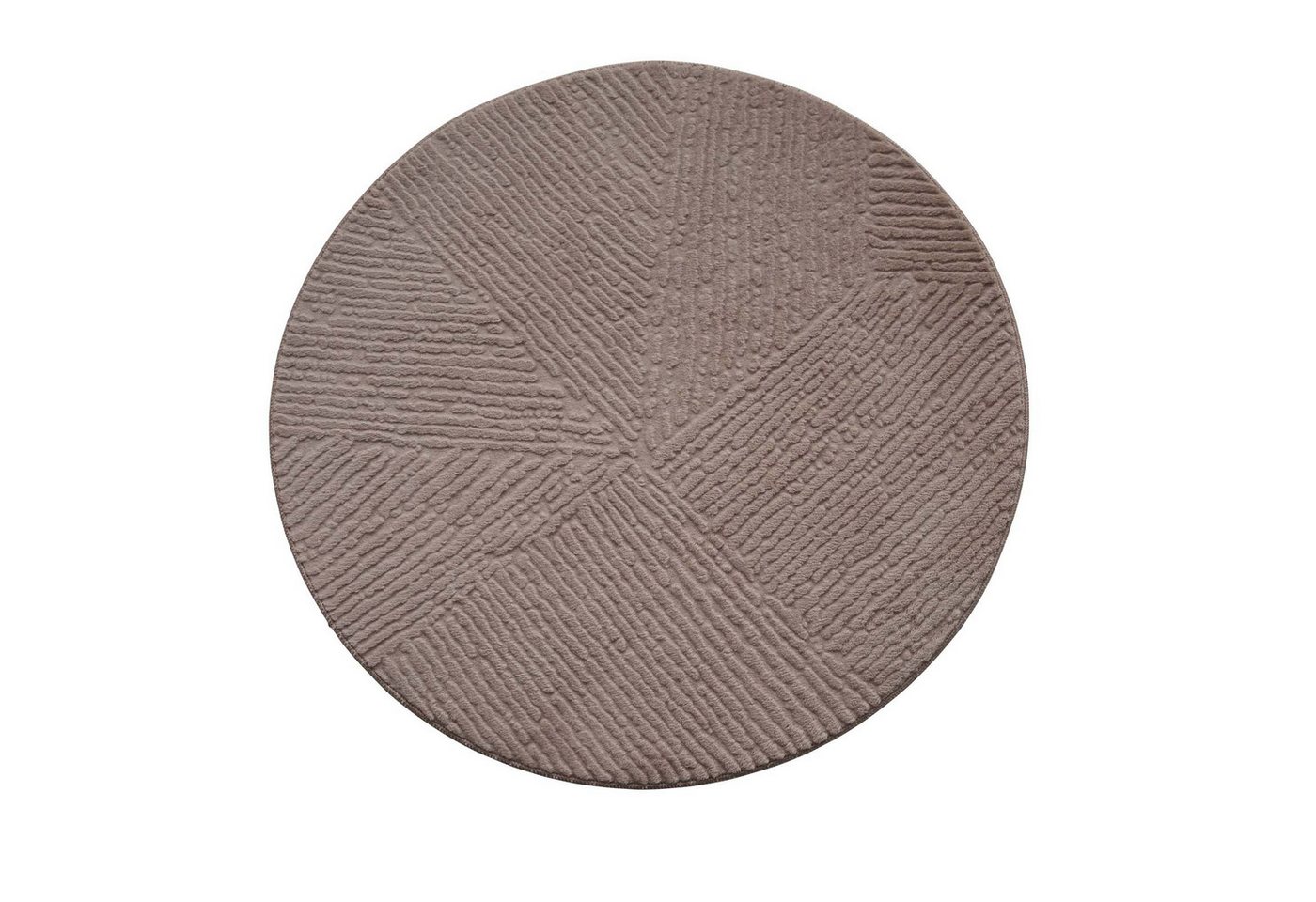 TaCa Home Teppich Kurzflor Teppich Hasenfell Optik, rund, Höhe: 10 mm, Wohnzimmer, Kinderzimmer, Esszimmer, Fresco Taupe - 80 x 80 cm rund