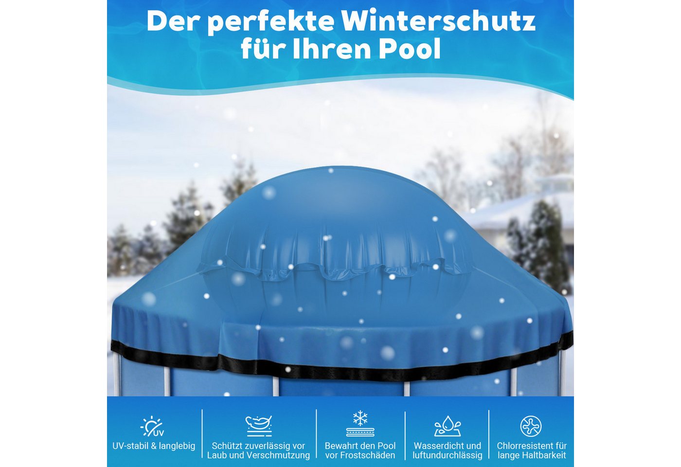 Clanmacy Pool-Abdeckplane Pool-Abdeckplane 200x200cm Poolkissen rund Winterabdeckung Bild 4
