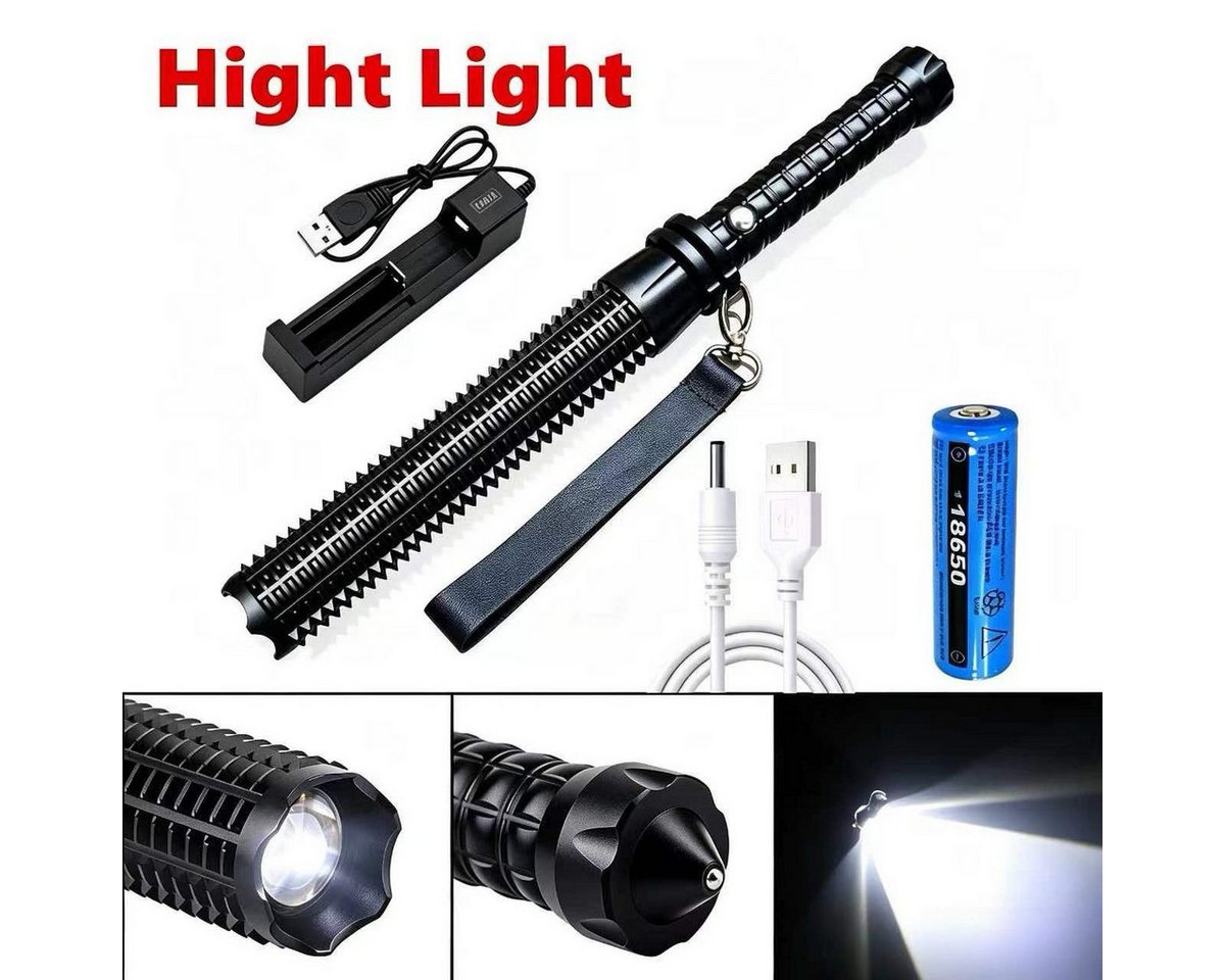 Fyrove LED Taschenlampe 2er‑Set Taktische LED‑Taschenlampe mit Akku, 3 Lichtmodi für Camping, 2er Set,Taktische,LED-Taschenlampe,Akku,starkes Licht,3 Modi,Camping