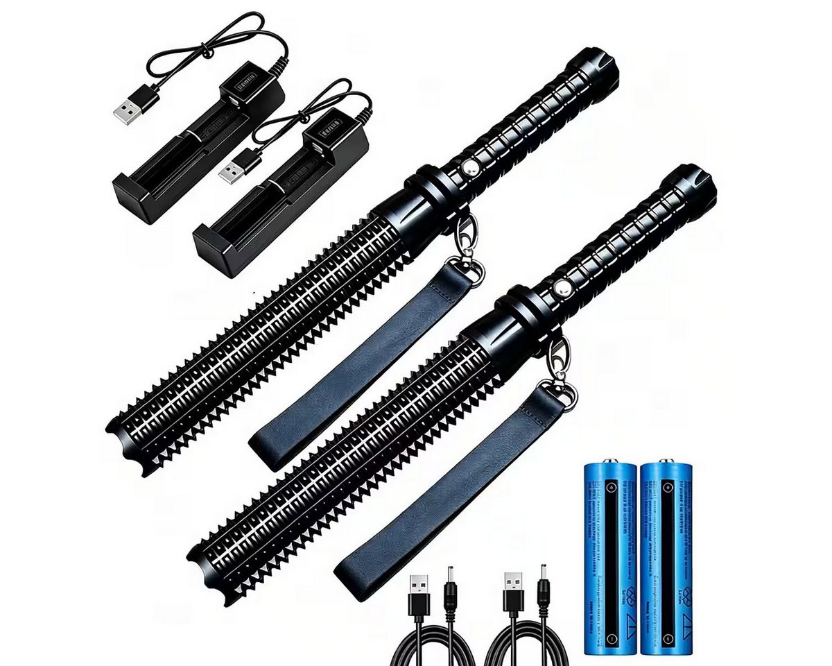 Fyrove LED Taschenlampe 2er‑Set Taktische LED‑Taschenlampe mit Akku, 3 Lichtmodi für Camping, 2er Set,Taktische,LED-Taschenlampe,Akku,starkes Licht,3 Modi,Camping Bild 4