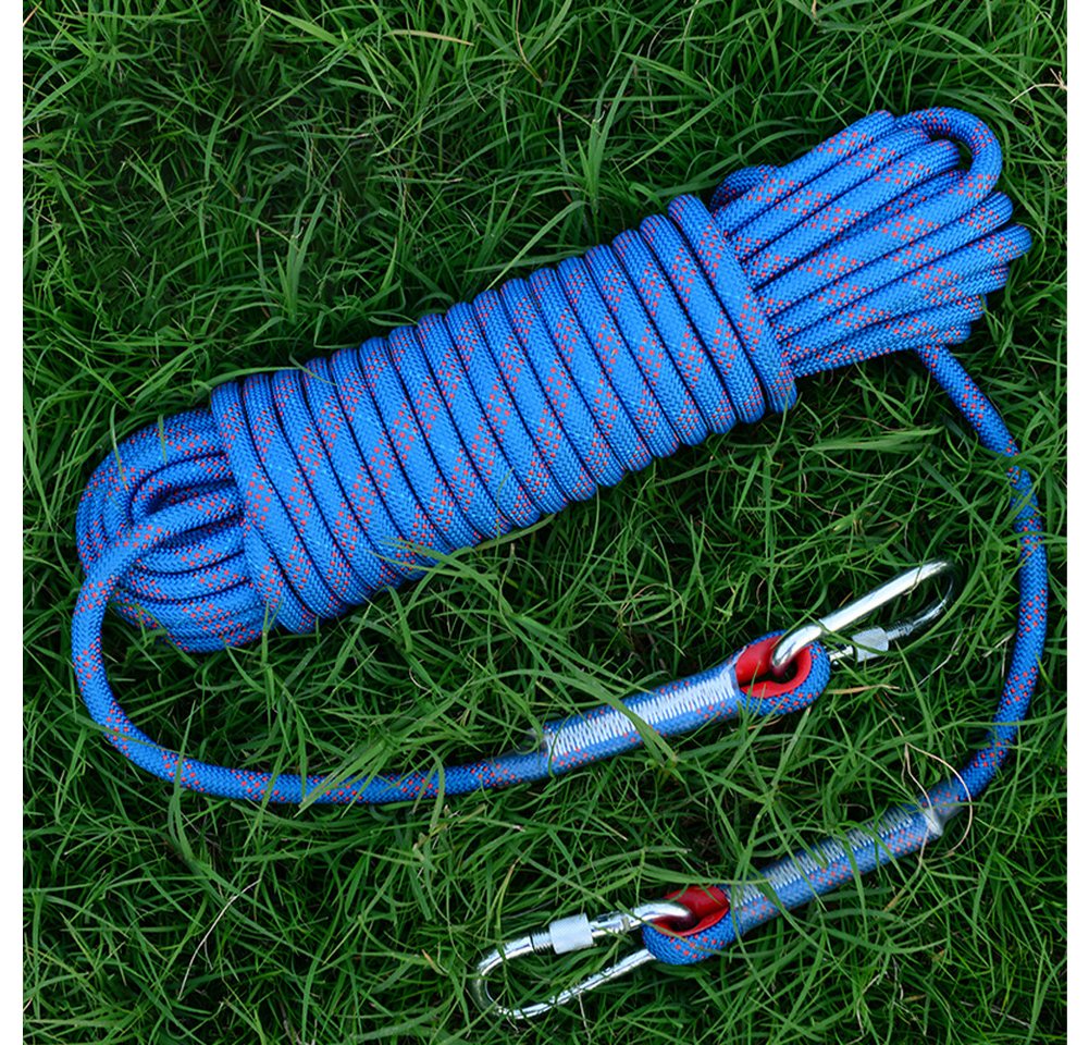 OSTWOLKE Kletterseil Kletterseil Sicherheitsseil 20m Statisches Seil 12mm mit 2 Karabinern, für Wandern Outdoor Bergsteigen Sport Camping Bild 2