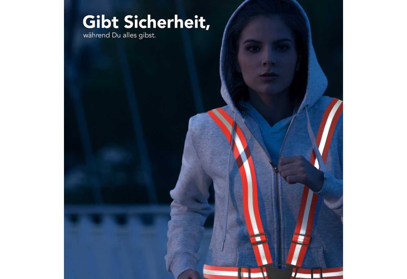 EAZY CASE Warnweste Universal Warnweste mit Schnalle Reflektorweste Sichtbar im Dunkeln für Sport Joggen Motorrad Weste Rot Bild 3