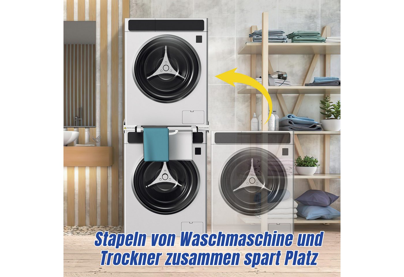 Clanmacy Zwischenbaurahmen Verbindungsrahmen Aufbau-Rahmen Waschmaschine Ausziehbar Säule Bild 2