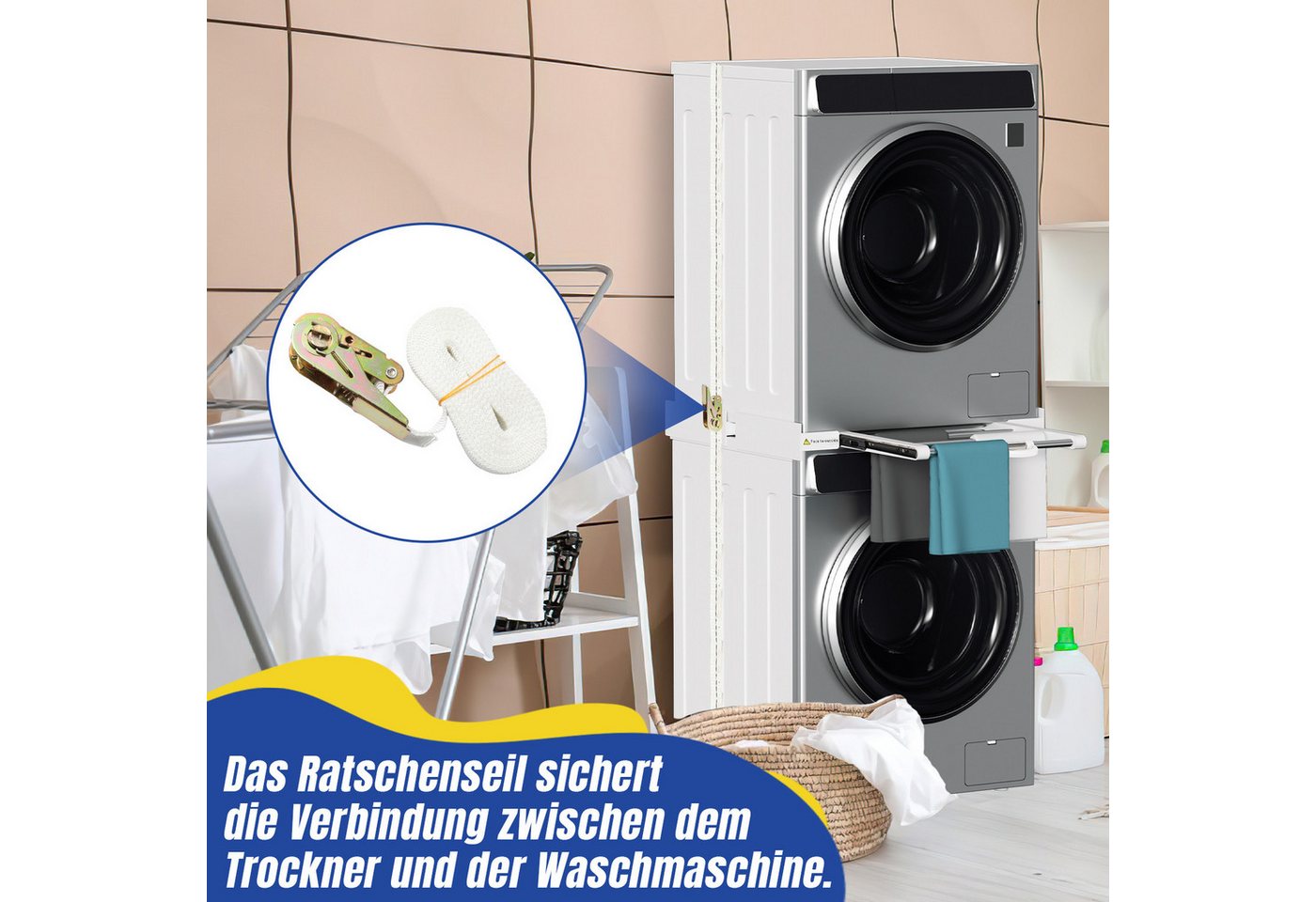 Clanmacy Zwischenbaurahmen Verbindungsrahmen Aufbau-Rahmen Waschmaschine Ausziehbar Säule Bild 4