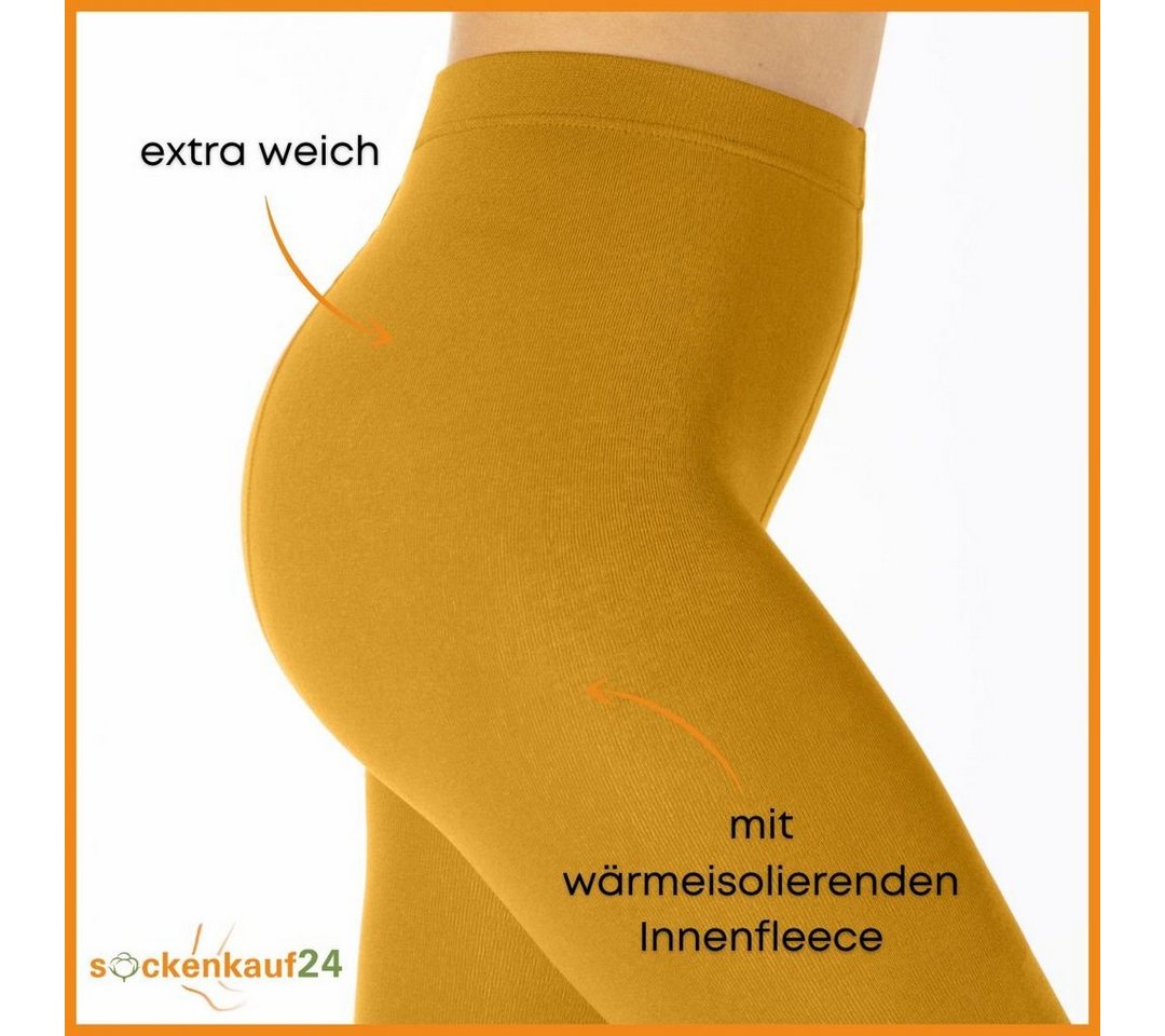 sockenkauf24 Thermostrumpfhose Damen Strumpfhose mit Innenfleece in 10 Farben (Ocker 40-42) extra warm Winter Strumpfhose WP Bild 4