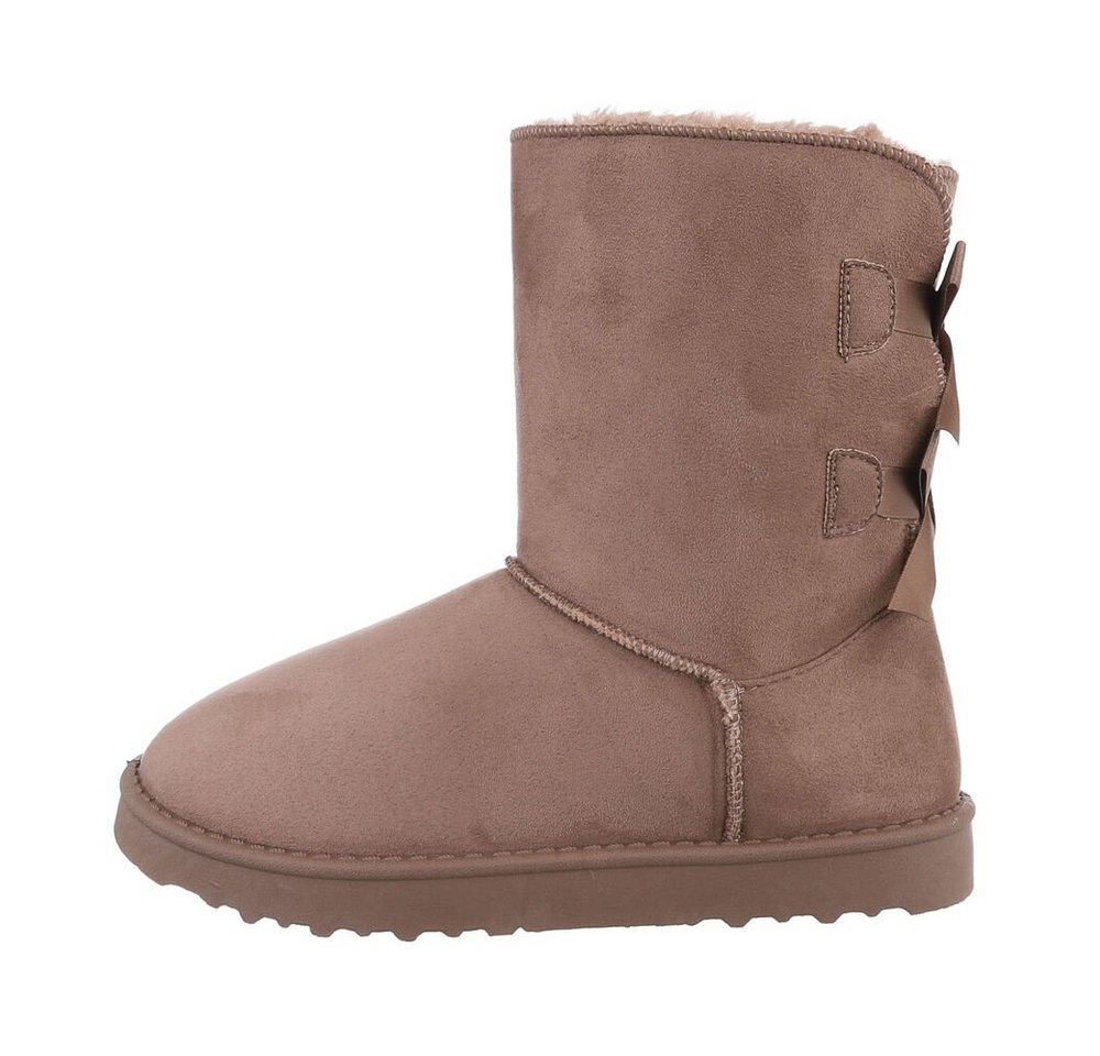 Ital-Design Damen Snowboots Freizeit Snowboots (84906880) Flach Flache Stiefeletten in Hellbraun Bild 3