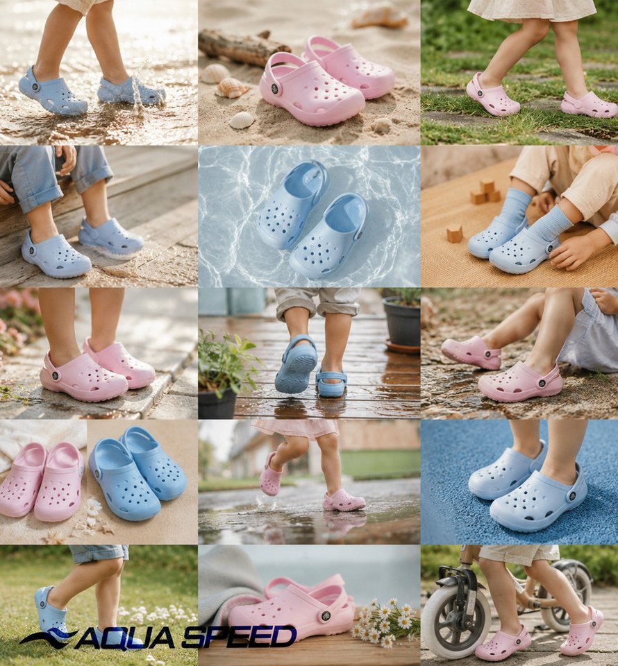 Aqua Speed LUGO Wassersandalen Kinder – Ergonomisch & weich mit Handtuch-Set Badepantolette (Ergonomisch geformte Pantoletten – für empfindliche Kinderfüße) Weiche Sohle & ergonomische Form – schont Kinderfüße spürbar Bild 5