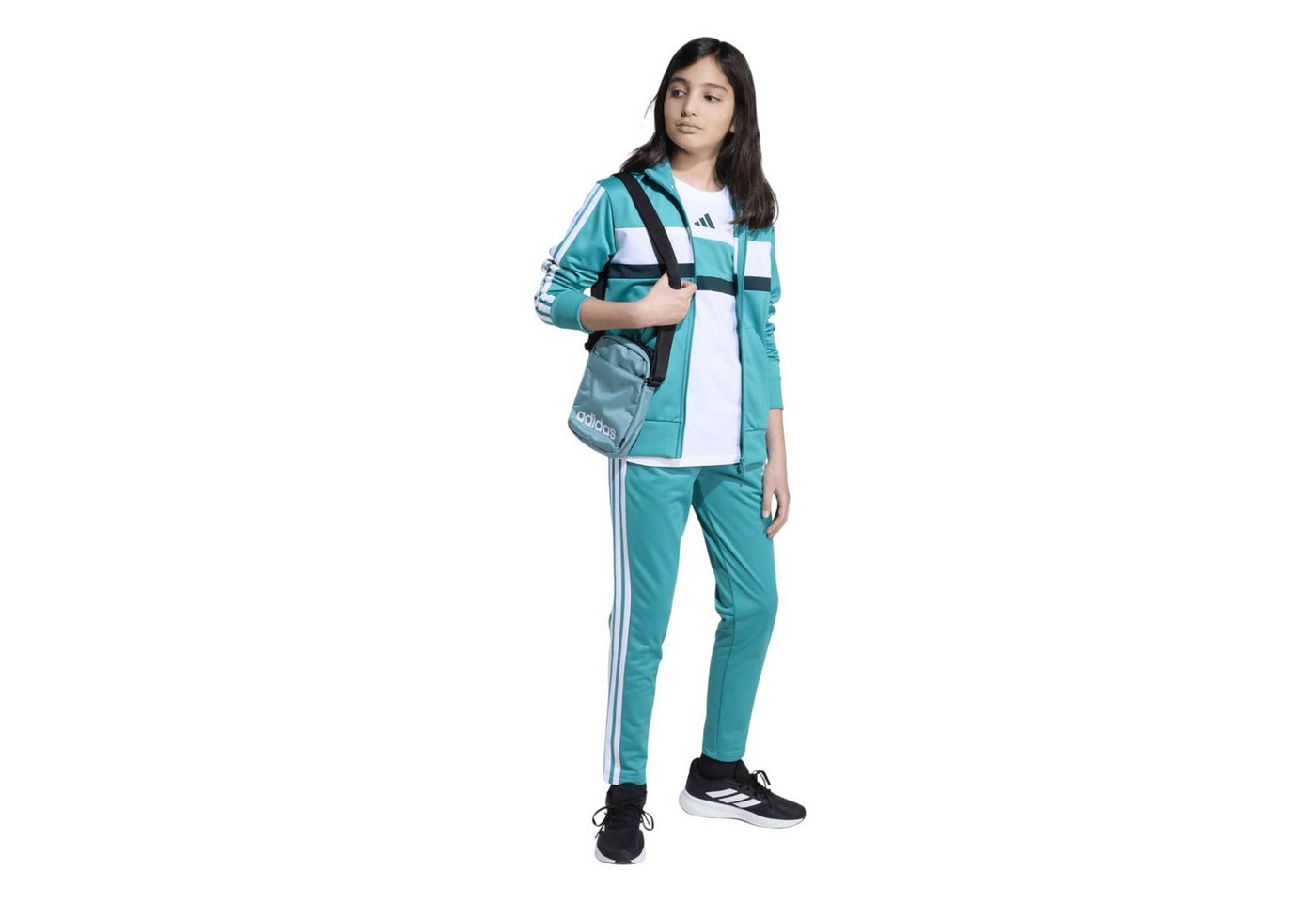 adidas Performance Trainingsanzug Seasonal Essentials Tiberio 3-Streifen tealblau Kinder