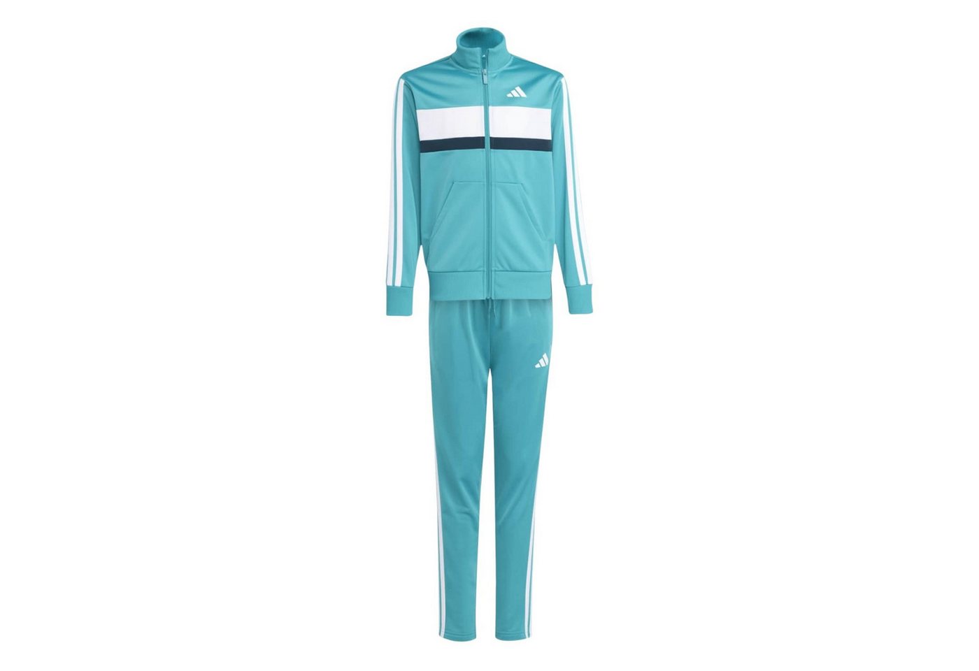 adidas Performance Trainingsanzug Seasonal Essentials Tiberio 3-Streifen tealblau Kinder Bild 4