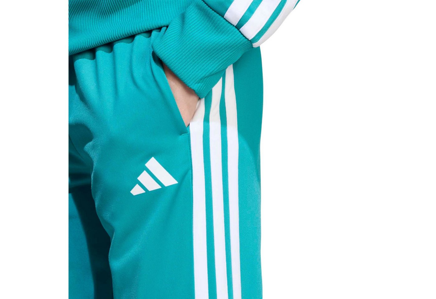 adidas Performance Trainingsanzug Seasonal Essentials Tiberio 3-Streifen tealblau Kinder Bild 5