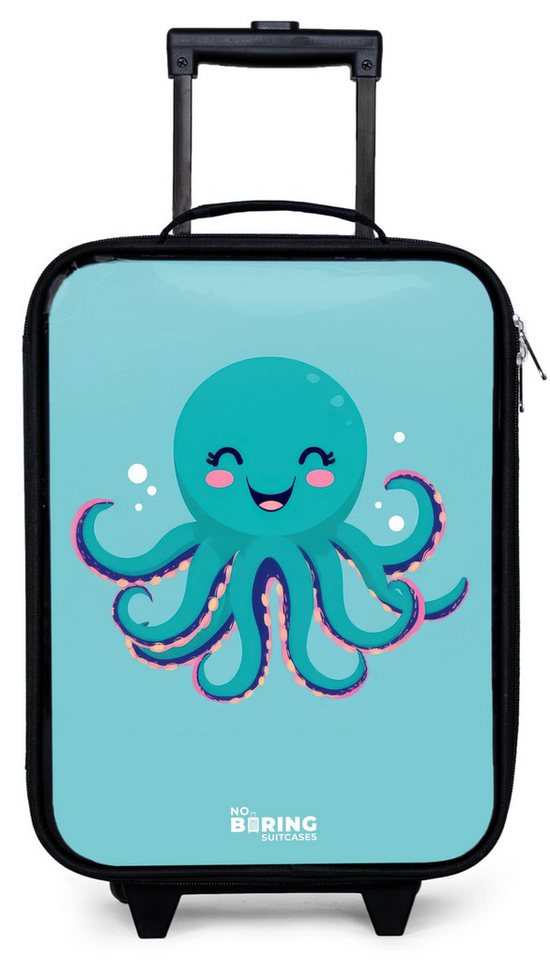 NoBoringSuitcases.com© Kinderkoffer mit leuchtende Räder - Oktopus - Wasser - Blau, 2 Rollen, Kinder Koffer Klein, Trolley Handgepäck, Reisekoffer