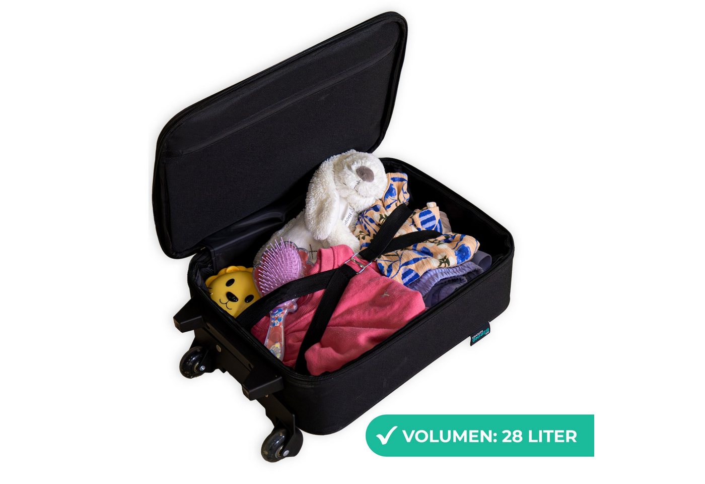 NoBoringSuitcases.com© Kinderkoffer mit leuchtende Räder - Oktopus - Wasser - Blau, 2 Rollen, Kinder Koffer Klein, Trolley Handgepäck, Reisekoffer Bild 3