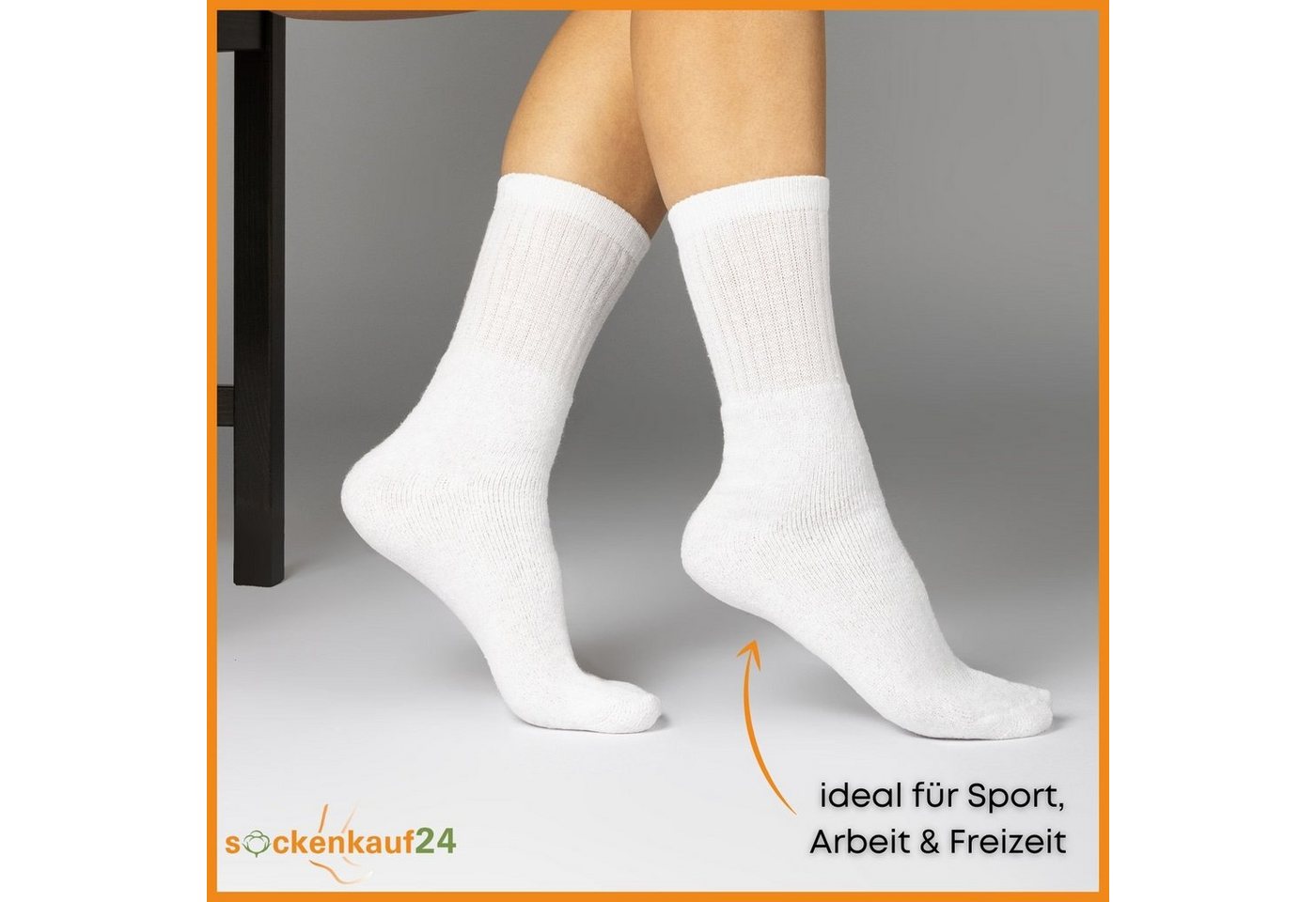 sockenkauf24 Tennissocken 10, 20, 30 Paar Sportsocken Arbeitssocken Herren & Damen (Weiß, 10-Paar, 35-38) Socken Baumwolle 10100 Bild 2