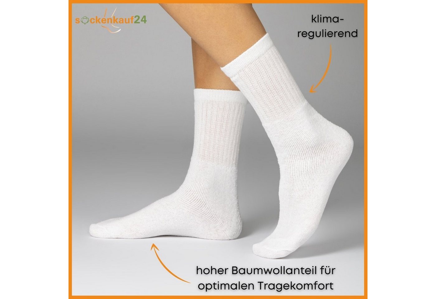 sockenkauf24 Tennissocken 10, 20, 30 Paar Sportsocken Arbeitssocken Herren & Damen (Weiß, 10-Paar, 35-38) Socken Baumwolle 10100 Bild 3