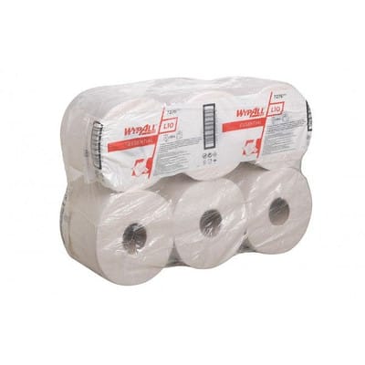 WypAll L10 Essential Wischtücher, 6 Rollen à 300 m Länge, weißes, 1-lagiges Wischtuch