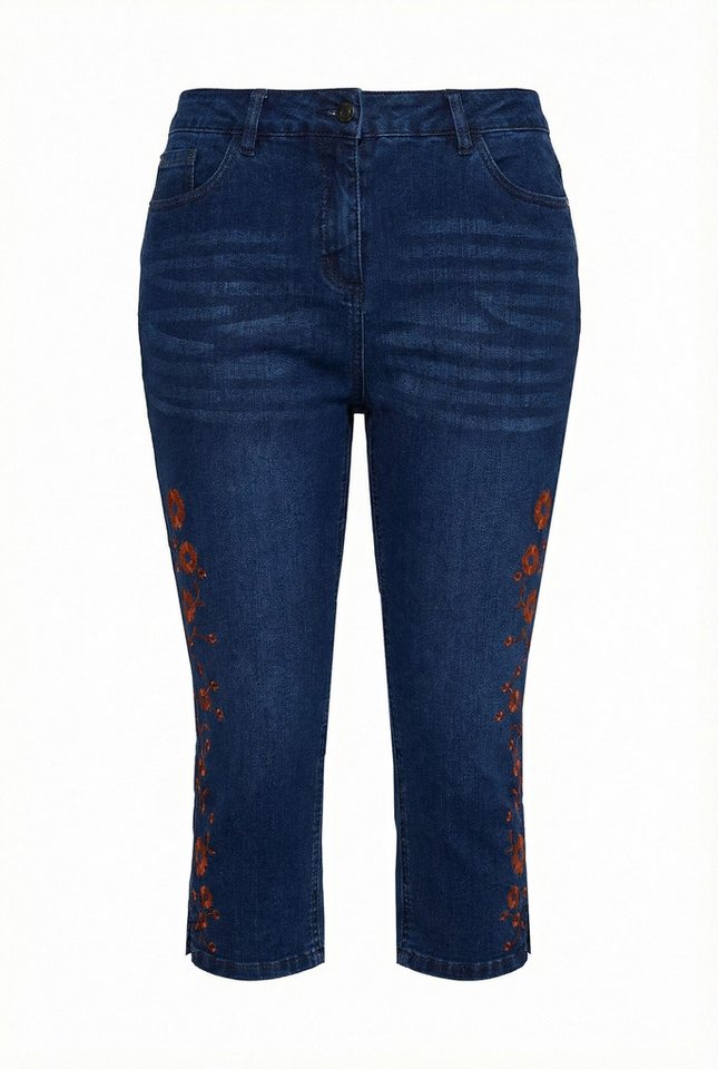 Ulla Popken Funktionshose Capri-Jeans Stretchdenim Saumschlitze Bild 4