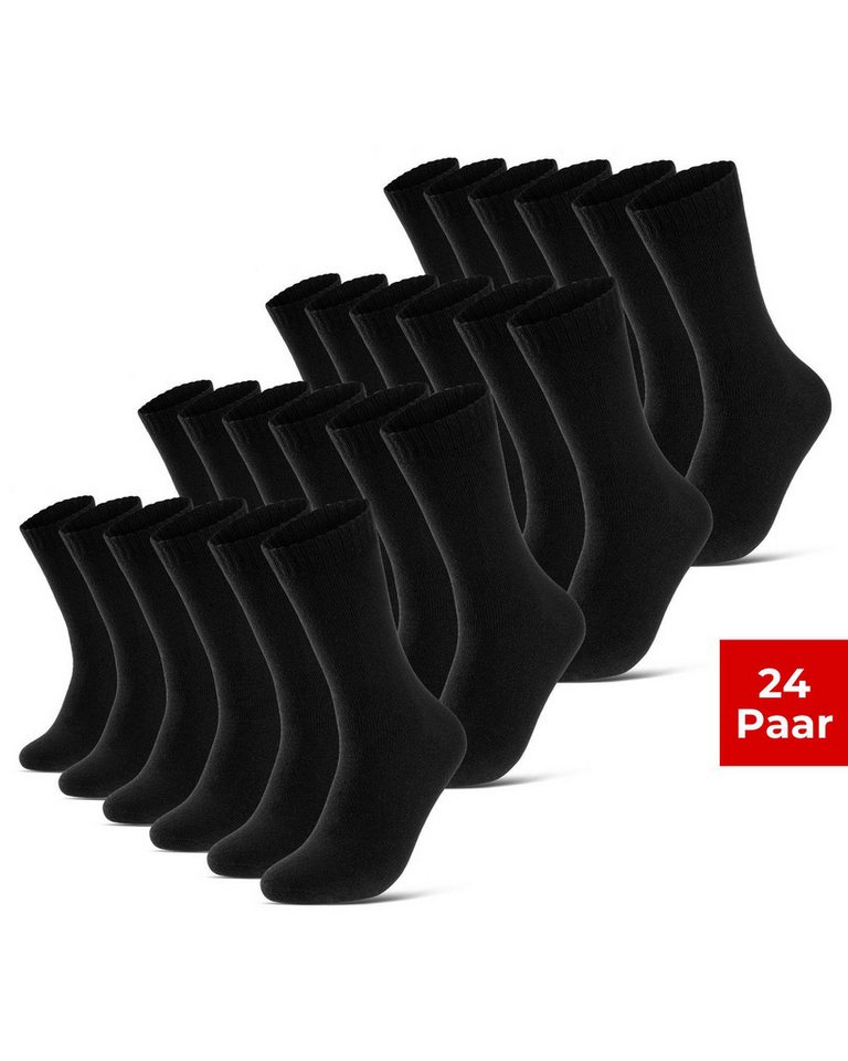 sockenkauf24 Thermosocken 6, 12, 24 Paar warme Wintersocken Damen & Herren Vollfrottee (Schwarz, 24-Paar, 35-38) aus Baumwolle mit Pique Komfortbund Bild 5
