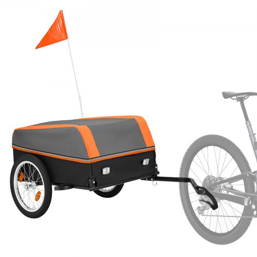VEVOR Fahrradanhänger Lastenanhänger Transportwagen Faltbar 40 kg Tragkraft, Kohlenstoffstahl & 600D Oxford, Mit Regenschutz Reflektoren & Fahne, Für 22-28 Zoll Räder, Fahrradwagen für Einkauf Camping